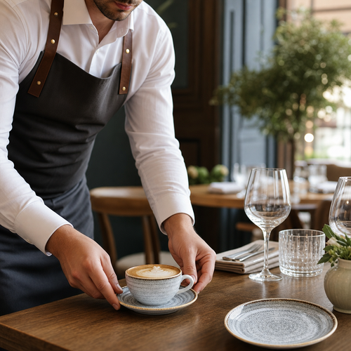 Cappuccino Saucers 156mm Grey Porcelain for Vintage Table Settings (Pack of 12)