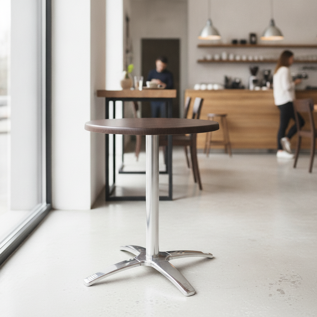 Aluminium Round Table Top and Base Combo Dark Brown 600x650mm for Cafés