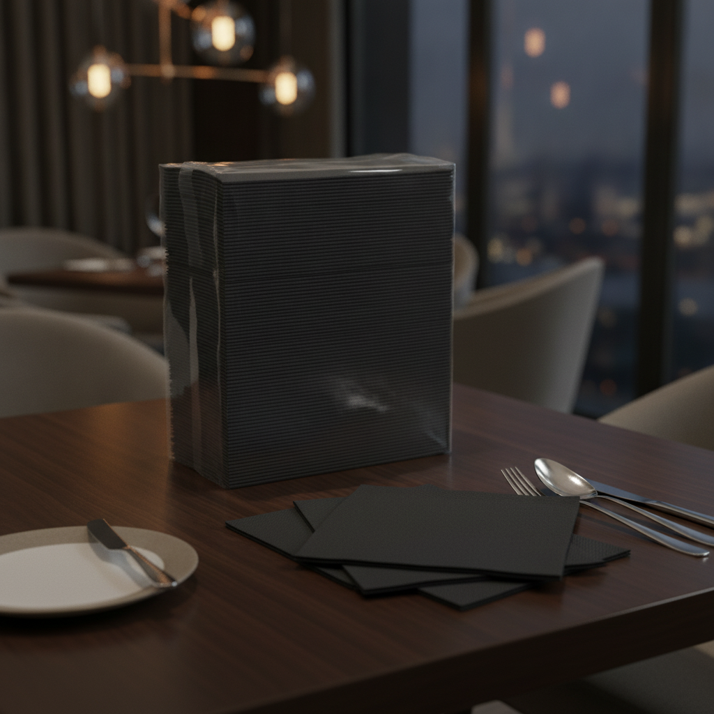 Premium Black Airlaid Dinner Napkins 40x40cm for Restaurants (Pack of 500)