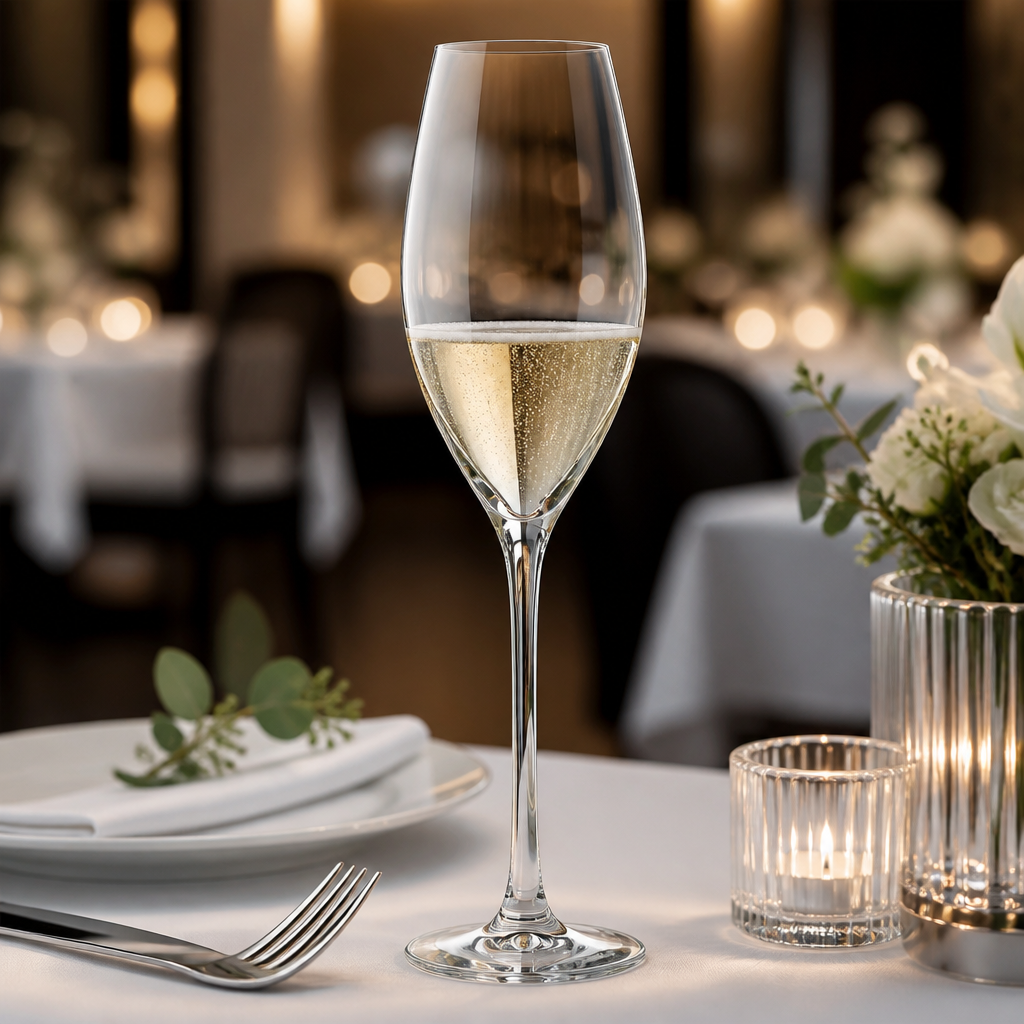 Kwarx Glass Grand Flutes 240ml for High-End Venues (Pack of 24)