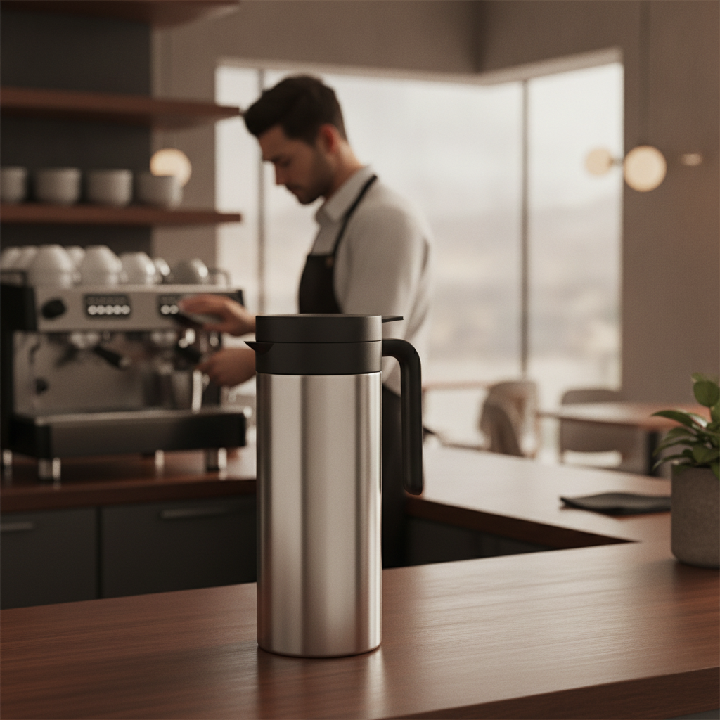 Stainless Steel Cylinder Vacuum Jug 1L for Beverage Service