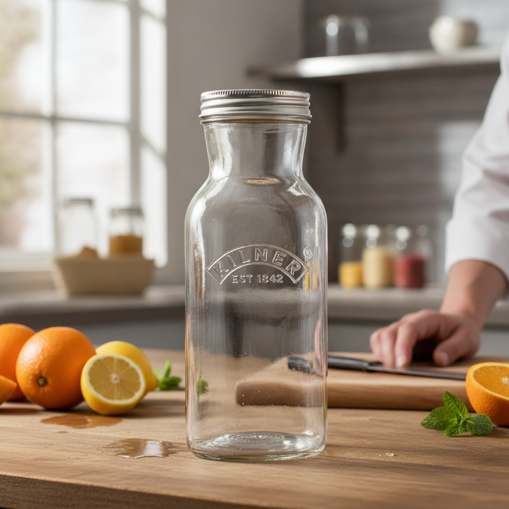 Glass Juice and Sauce Bottle 1000ml for Food Storage