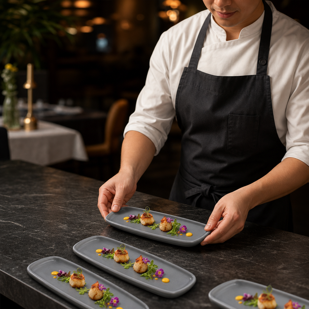 Oblong Plates 254x77mm Grey Vitrified Ceramic for Stylish Dining (Pack of 6)