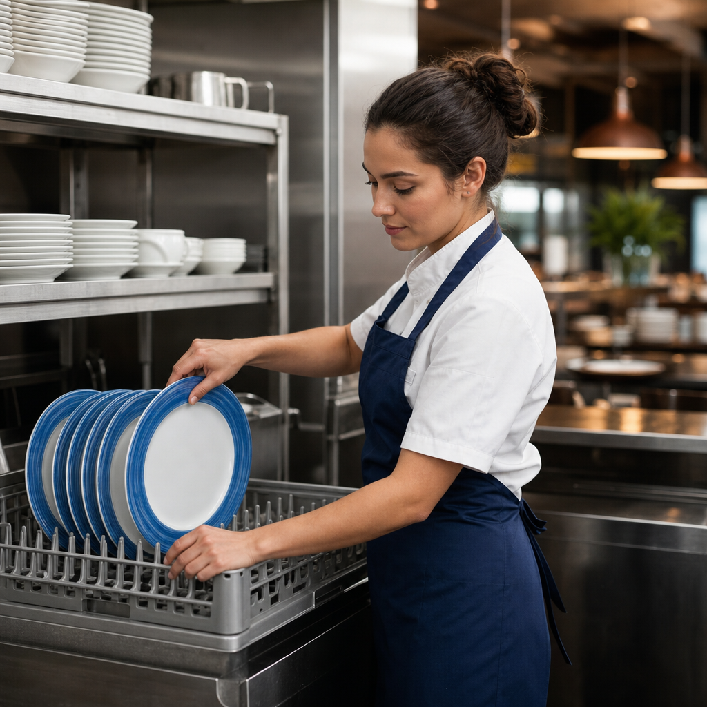Dinner Plates Coloured Rim 252mm Glass for Healthcare & Catering (Pack of 12)