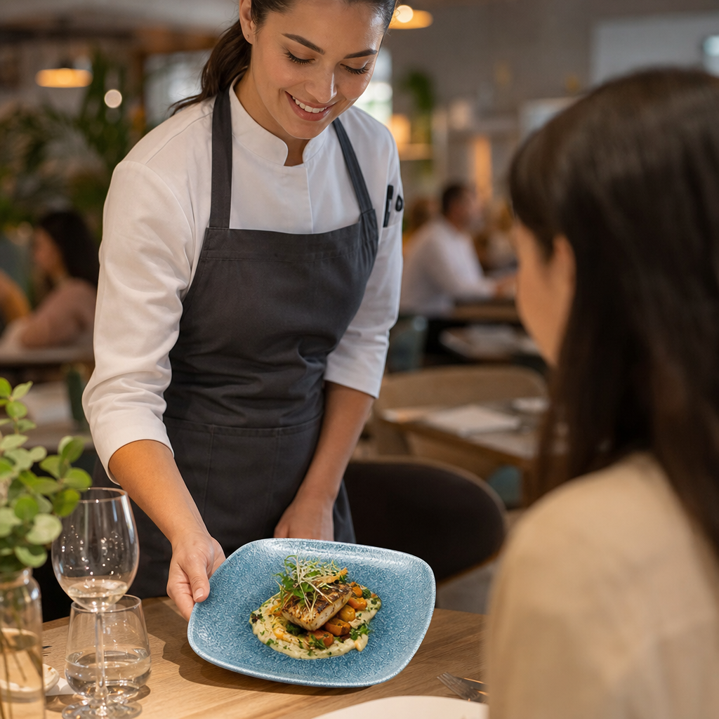 Square Plates 252mm Blue Porcelain for Cafés & Restaurants (Pack of 12)