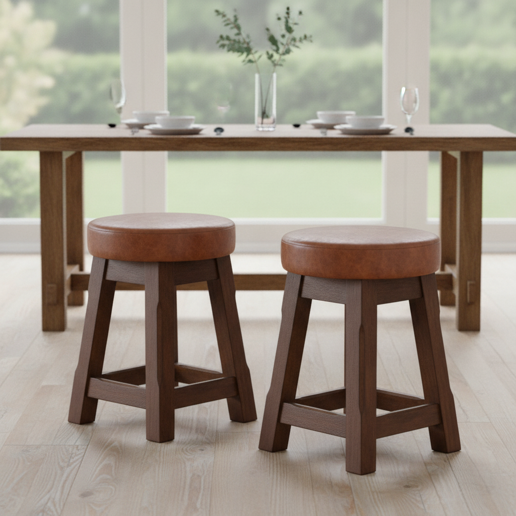 Rubber Wood Low Stools 475x335mm for Dining Spaces (Pack of 2)