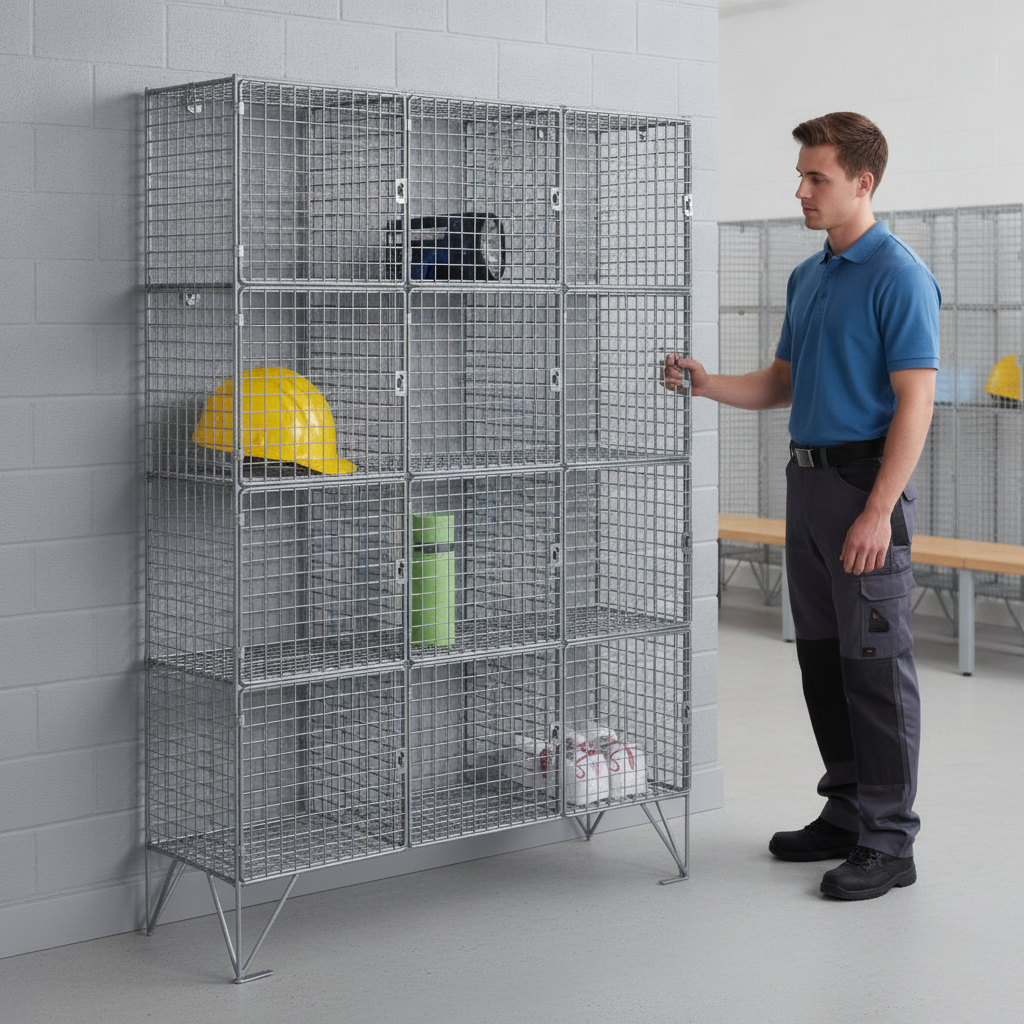 Zinc Coated Steel Twelve Compartment Mesh Locker for Staff Storage