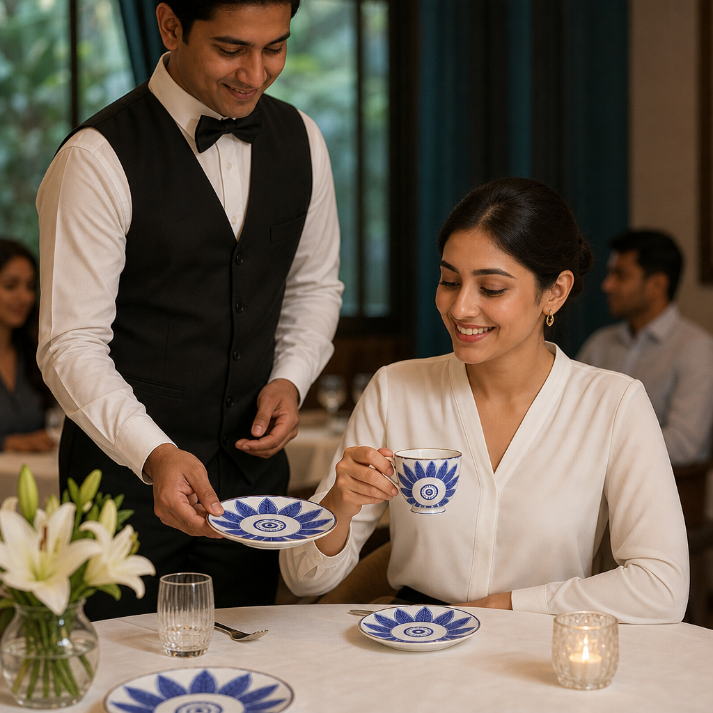 Saucers Exotic Patterns Blue Bone China for Dining (Pack of 12)