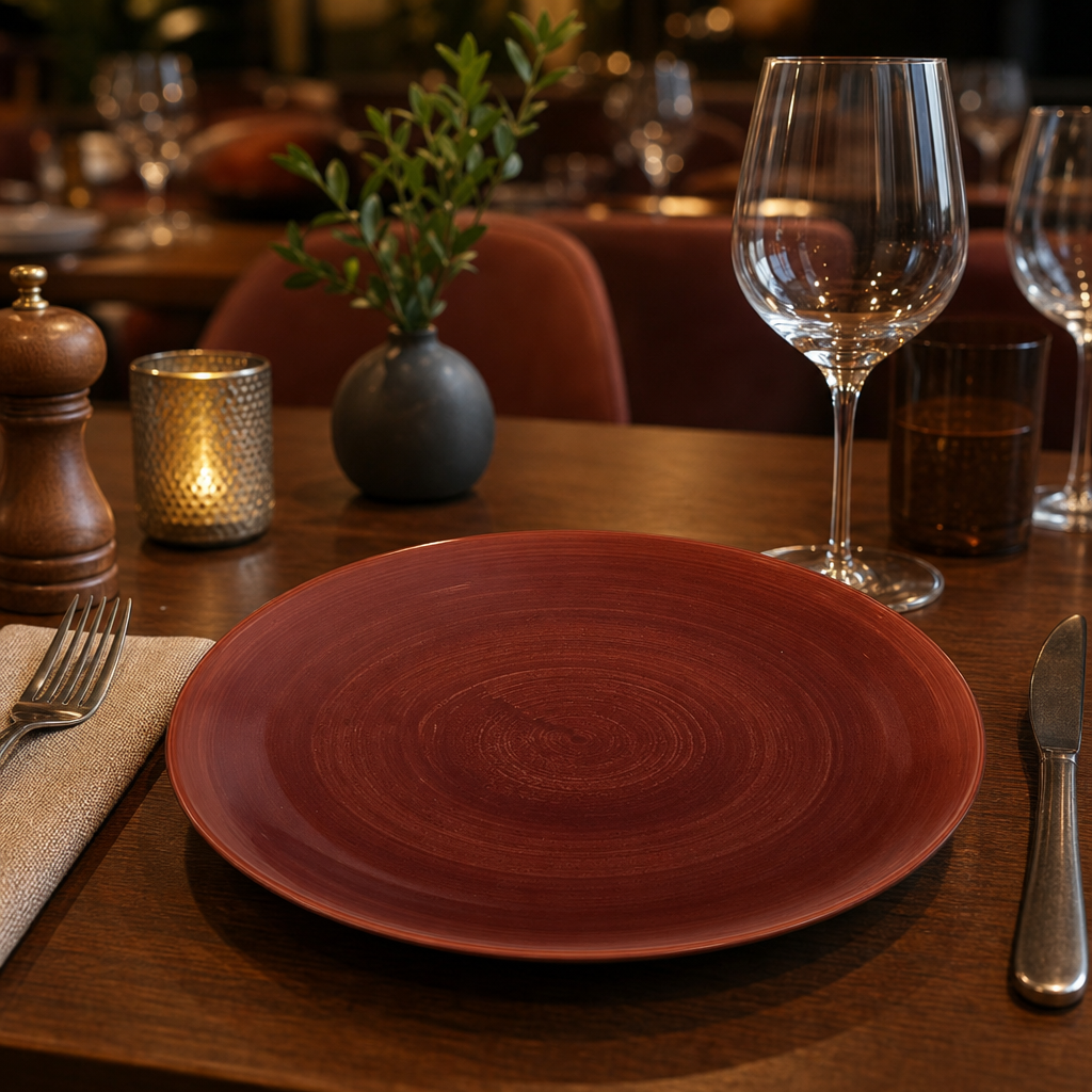Coupe Plates Rust Vitrified Ceramic for Creative Dining (Pack of 12)