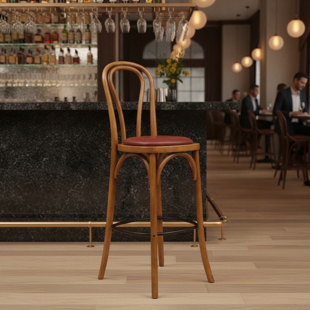 Rubber Wood Hoop Back Bar Chair 10kg for Commercial Use