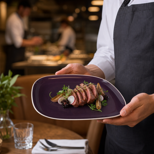 Alumina Trays Damson Vitrified Ceramic for Hospitality (Pack of 6)