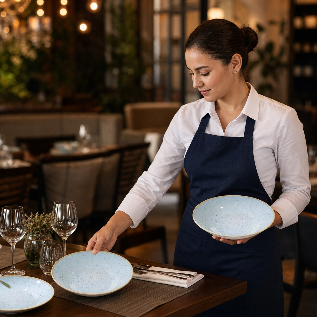 Blue Coupe Bowls Duck Egg Blue Vitrified Ceramic for Dining (Pack of 12)