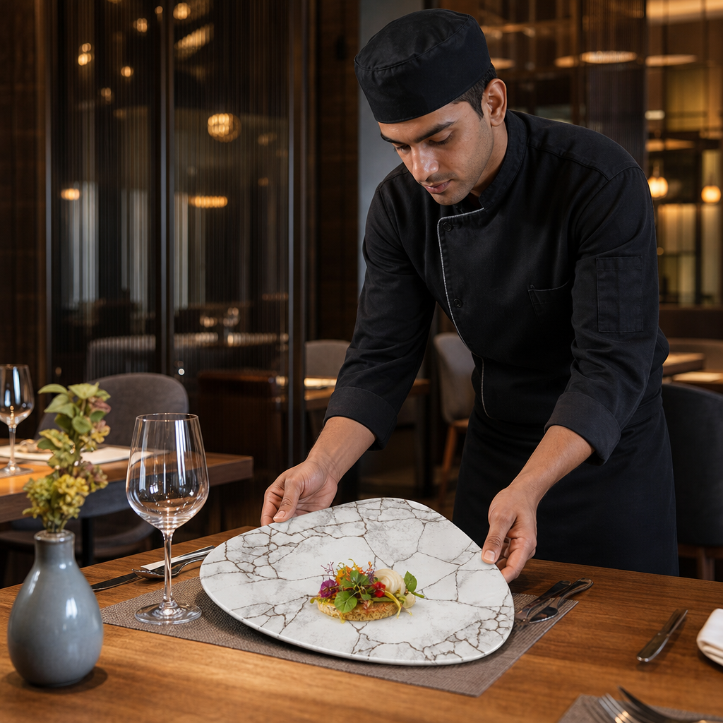 Plates 228mm Grey Vitrified Ceramic for Food Presentation (Pack of 12)
