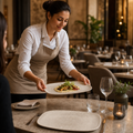 Rectangular Plates Grey Porcelain for Modern Dining (Pack of 12)