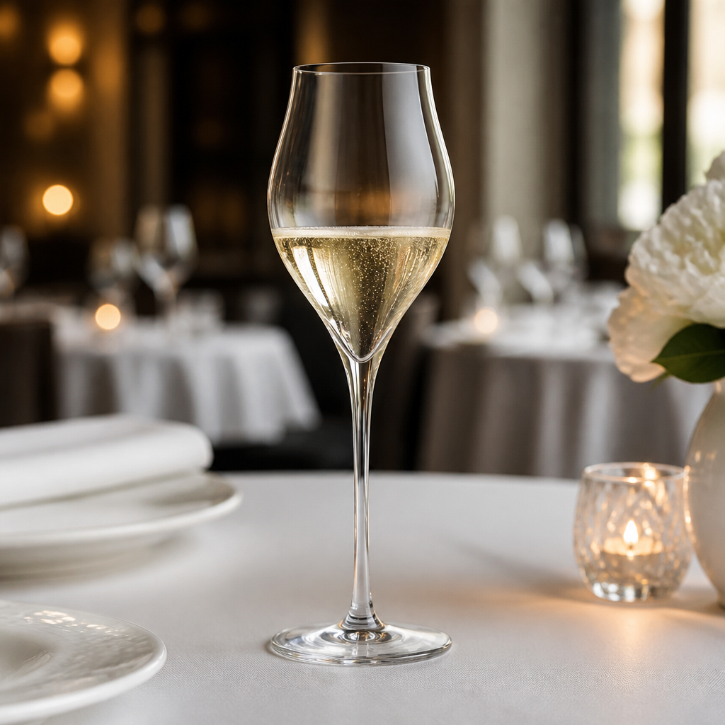 Crystal Glass Champagne Flutes 350ml for Sparkling Wine Tasting (Pack of 24)