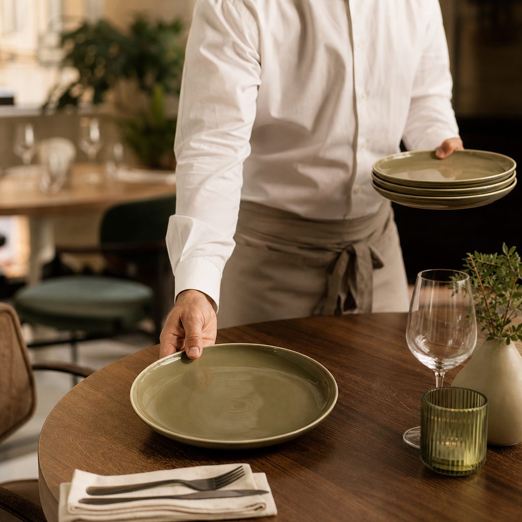 Coupe Plates Olive Alumina 280mm Vitrified Ceramic for Casual Dining (Pack of 12)