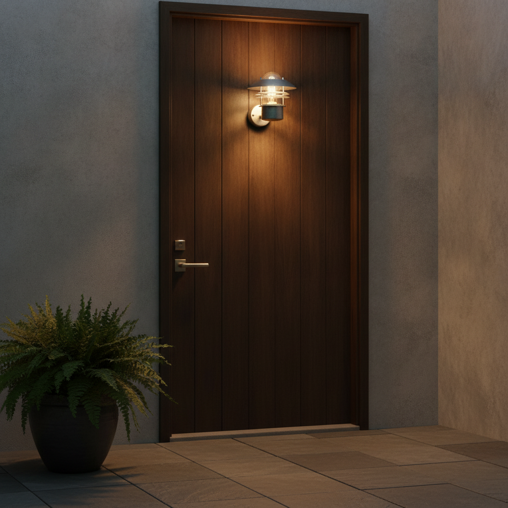 Steel Outdoor Wall Light with Upward Shade for Patios & Entrances