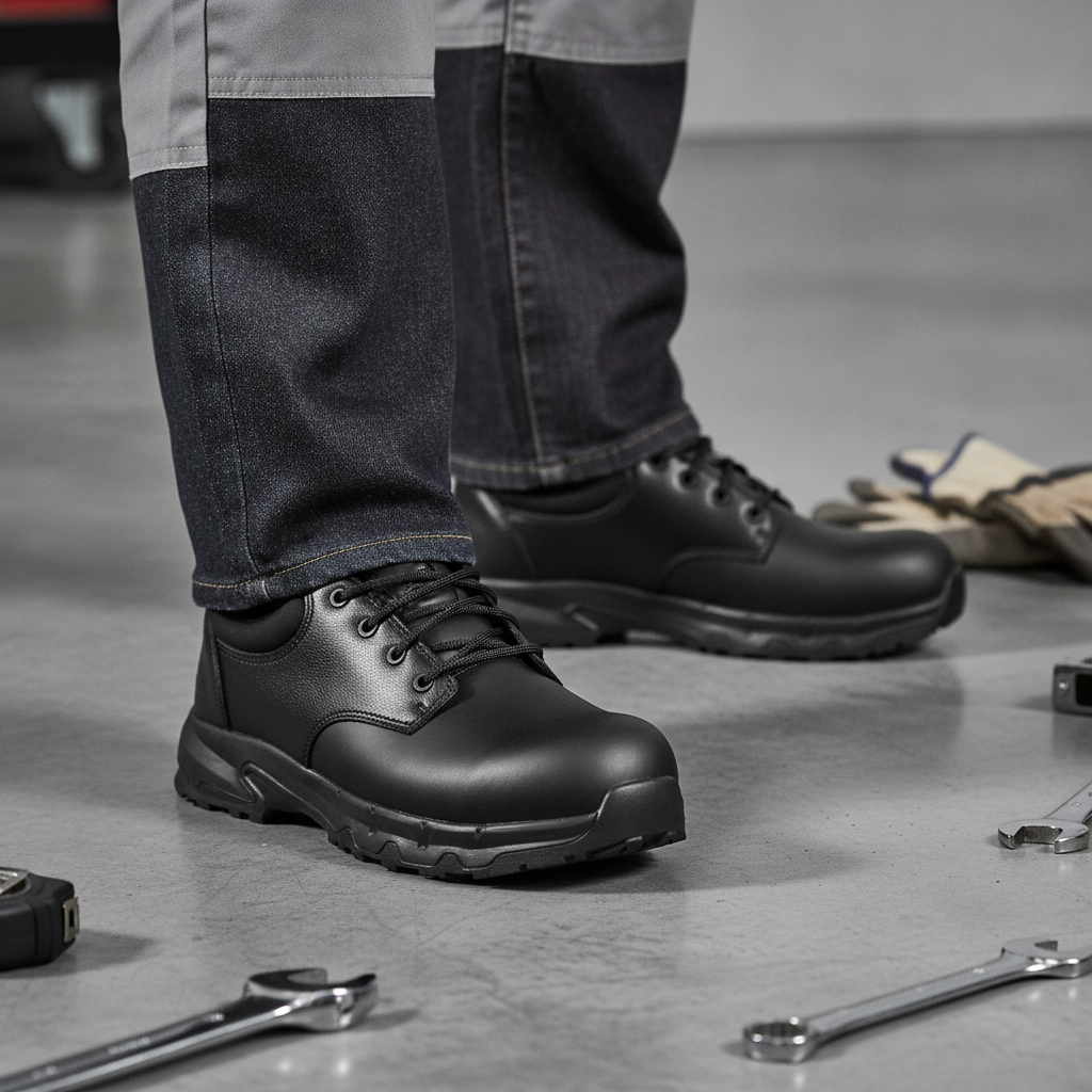 Microfibre Black Safety Shoes with Nano Composite Toe Cap for Workplace Protection