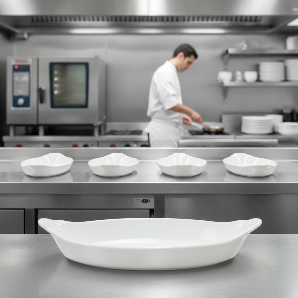 Porcelain Oval Eared Dish 360ml for Catering Kitchens (Pack of 24)