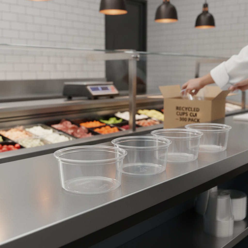 Recyclable rPET Deli Cups 340ml for Deli Counters (Pack of 300)
