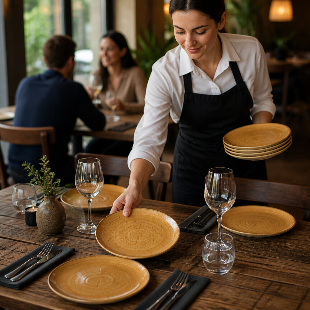 Coupe Plates 217mm Orange Vitrified Ceramic for Rustic Table Settings (Pack of 12)