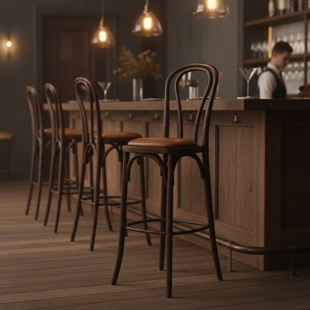 Rubber Wood Hoop Back Bar Chair with Bison Tan Seat 10kg for Restaurants & Bars