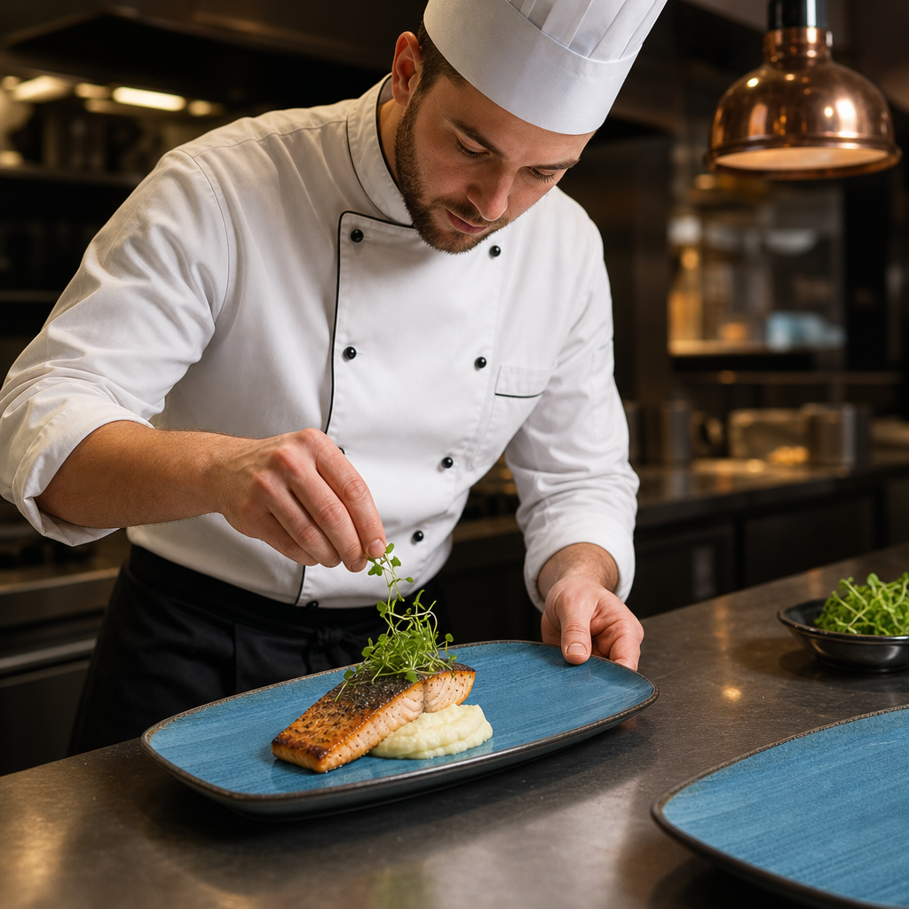 Oblong Chefs Plates Teal Vitrified Ceramic for Restaurants (Pack of 12)