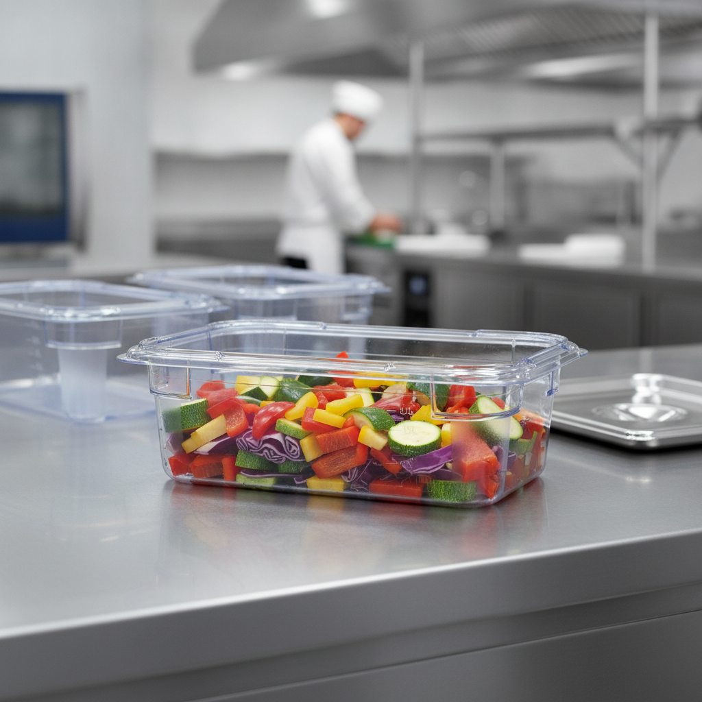 Plastic Food Storage Container 1/4 GN 100mm for Commercial Kitchens
