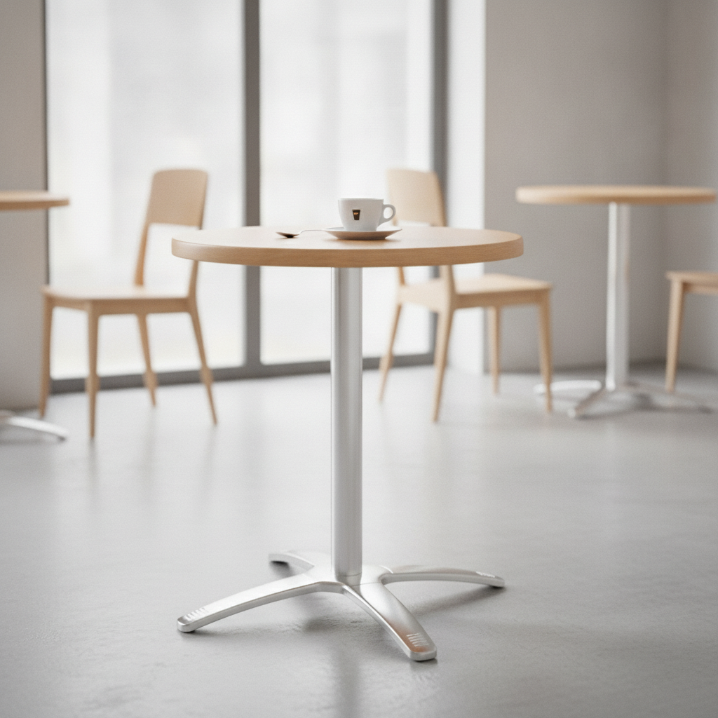 Aluminium Round Table Top with Beech Effect Finish 600x650mm for Cafés