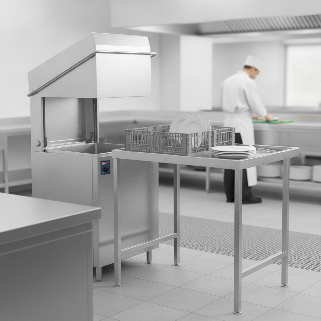 Stainless Steel Pass Through Dishwasher Table 650mm for Efficient Kitchen Use