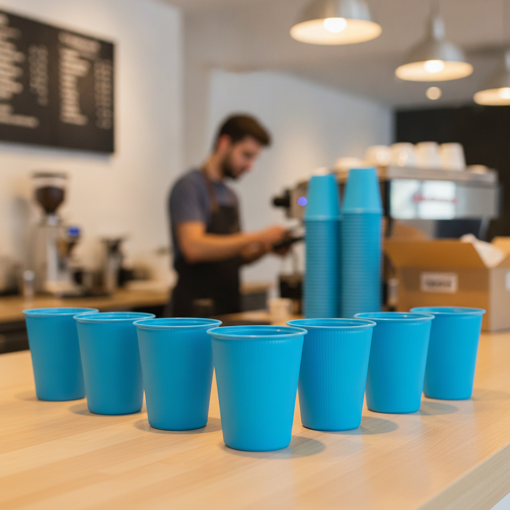 Polypropylene Blue Reusable Cups 250ml for Takeaway Services (Pack of 264)