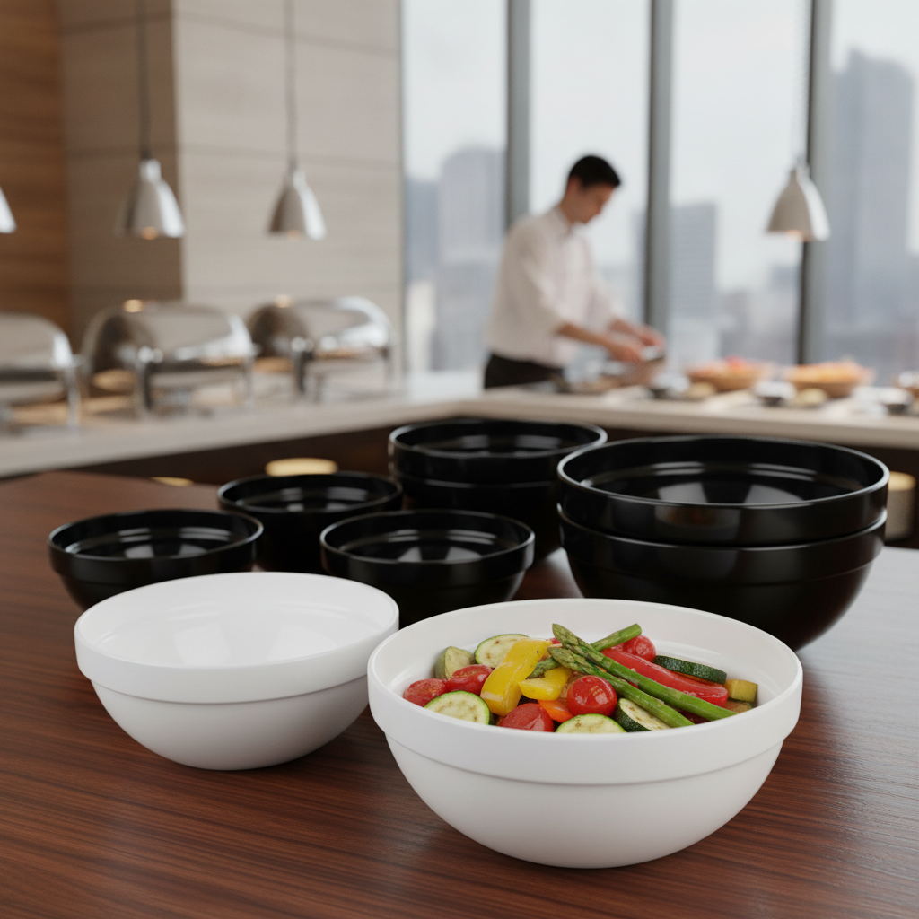 Melamine White Bowl 0.5L for Buffets & Catering