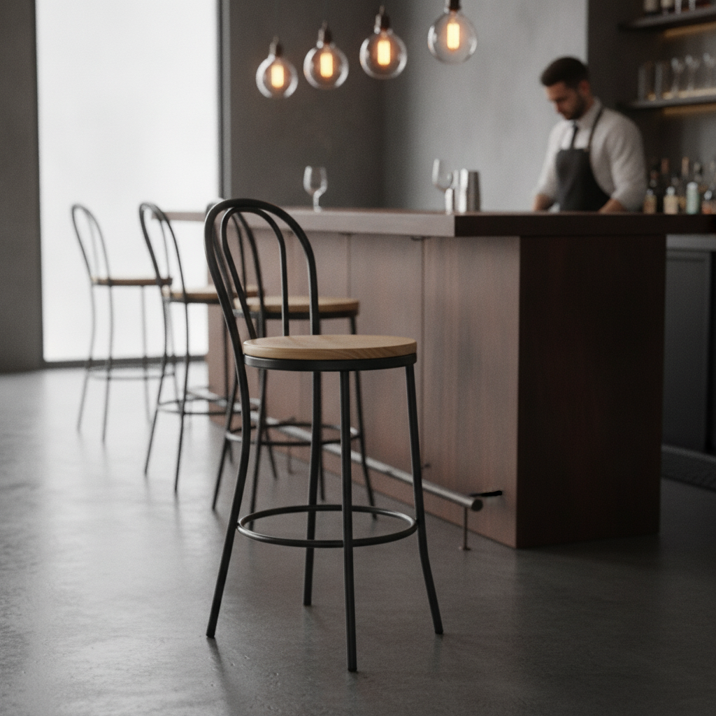 Rubber Wood High Stool 760mm for Bars & Restaurants