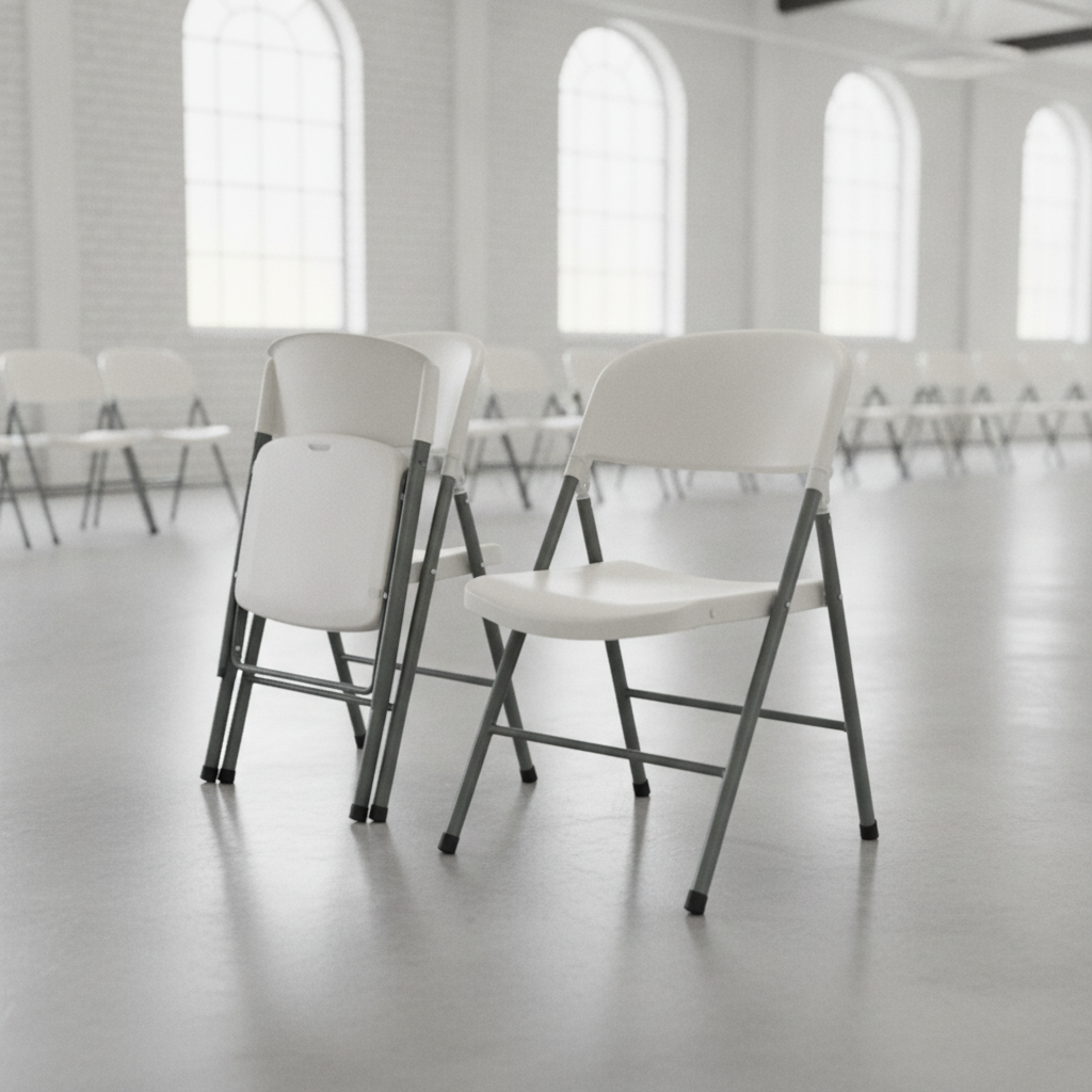 Steel Frame and Polypropylene Foldaway Utility Chairs 810x490mm for Events (Pack of 2)