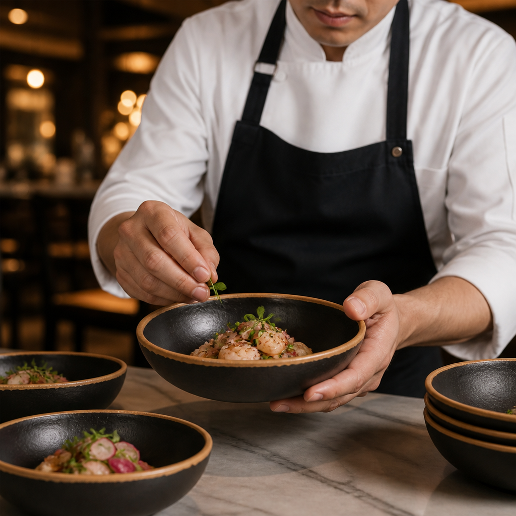 Low Bowl 165mm Brown Melamine for Serving Starters & Desserts
