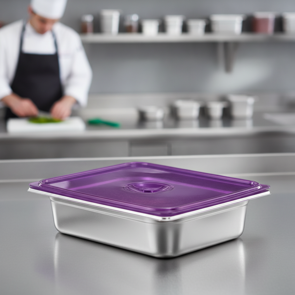 Polypropylene Seal Lid for 1/2 GN Containers in Purple for Food Safety