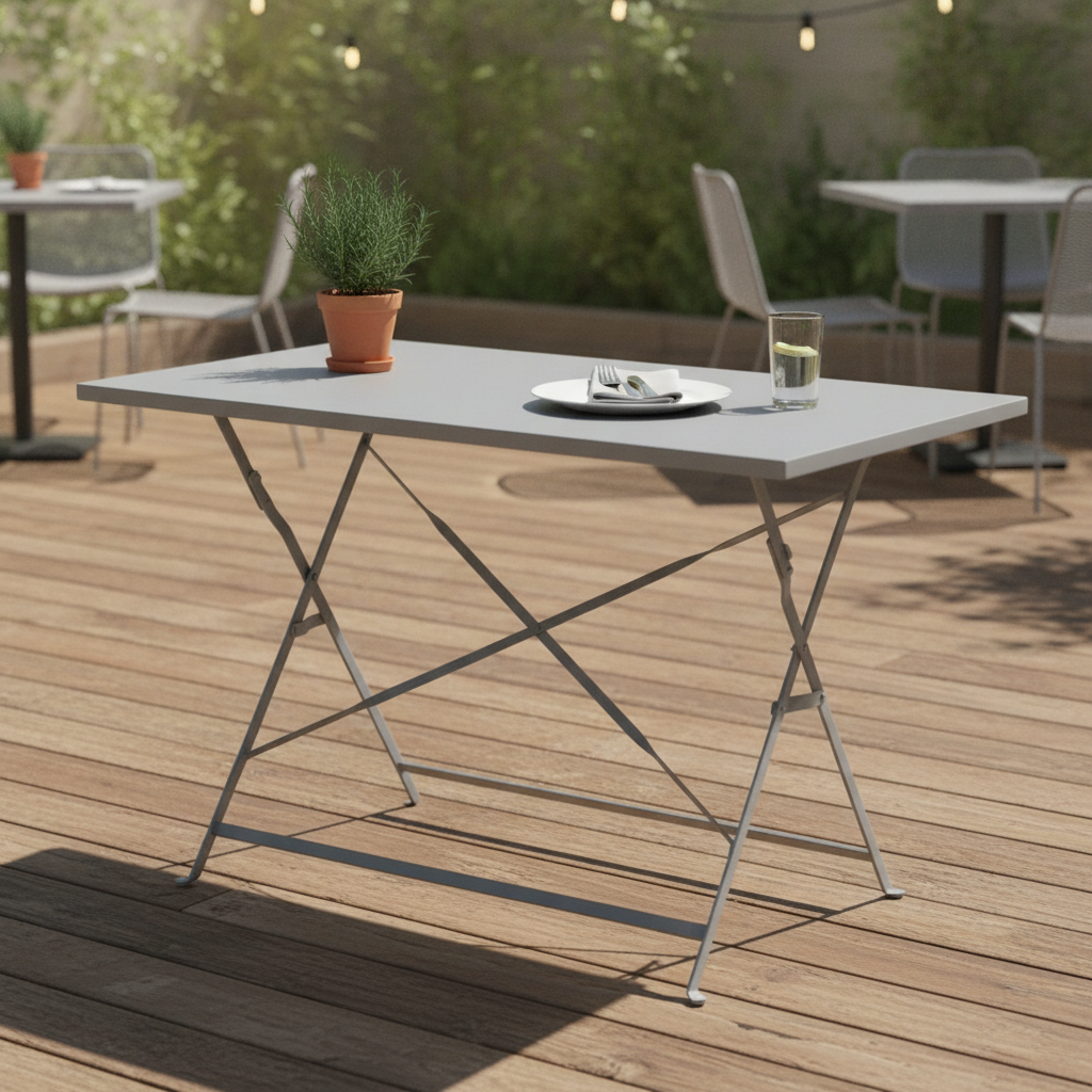 Powder Coated Steel Rectangular Folding Table Grey 1100x700mm for Indoor & Outdoor Use