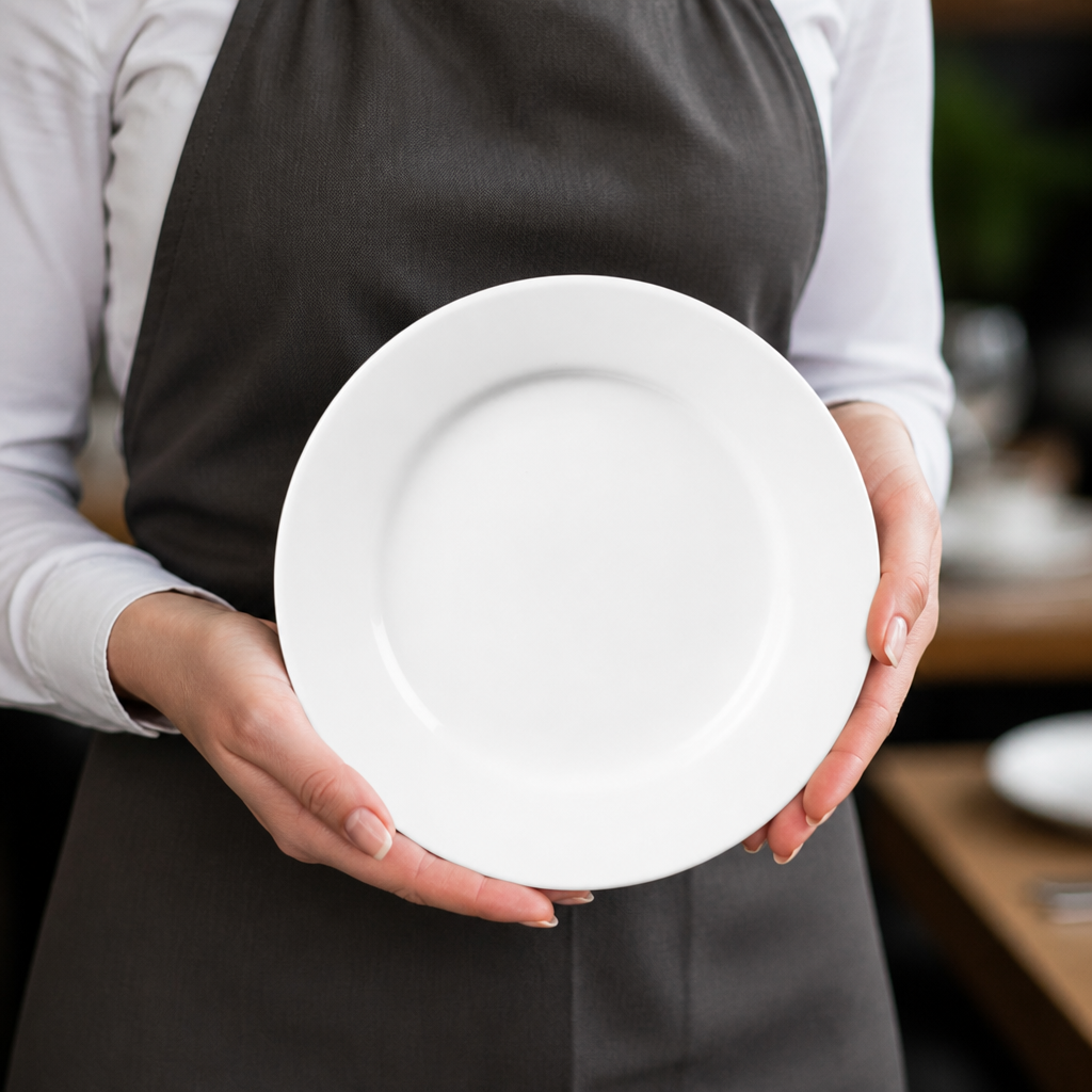 Wide Rimmed Porcelain Plates 165mm for Catering Environments