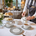 Crushed Velvet Saucers Grey Bone China for Afternoon Tea (Pack of 6)