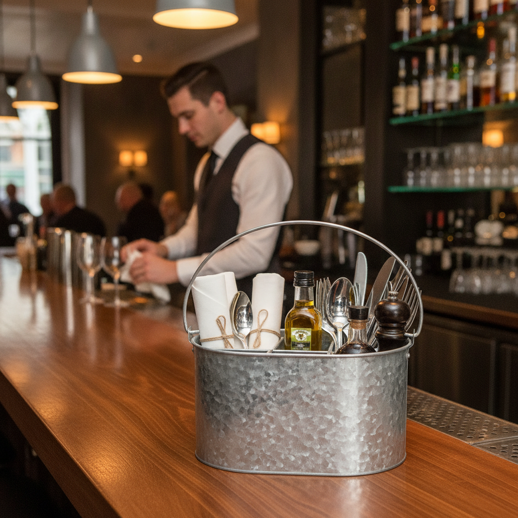 Galvanised Steel Table Tidy 245mm for Restaurants & Bars