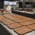 Polypropylene Rectangular Tray with Wood Grain Finish 430x330mm for Self-Serve Restaurants (Pack of 12)
