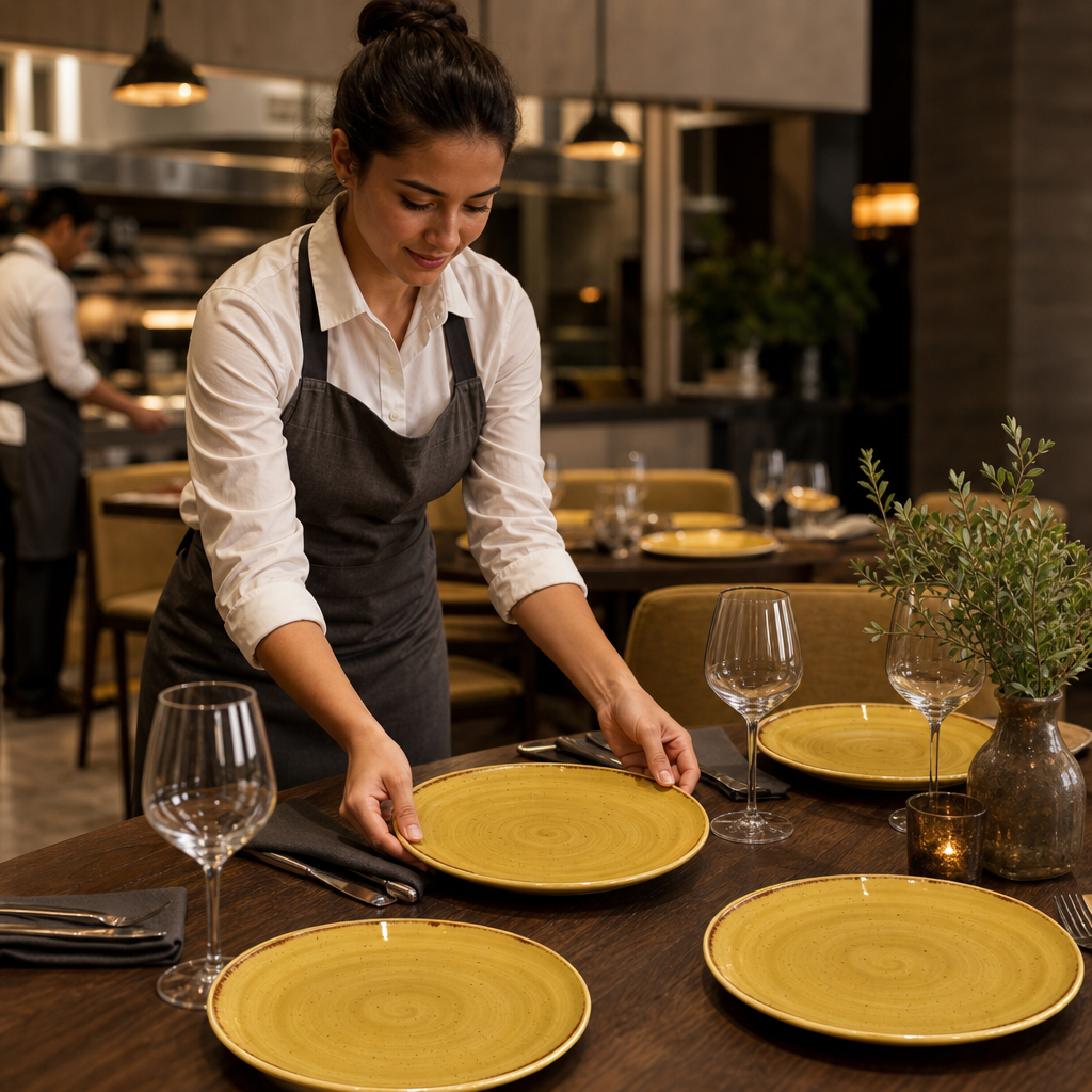 Coupe Plates Yellow Ceramic for Casual Dining (Pack of 6)