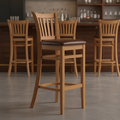 Rubber Wood Bar Chair with Bison Espresso Seat 1100mm for Commercial Use