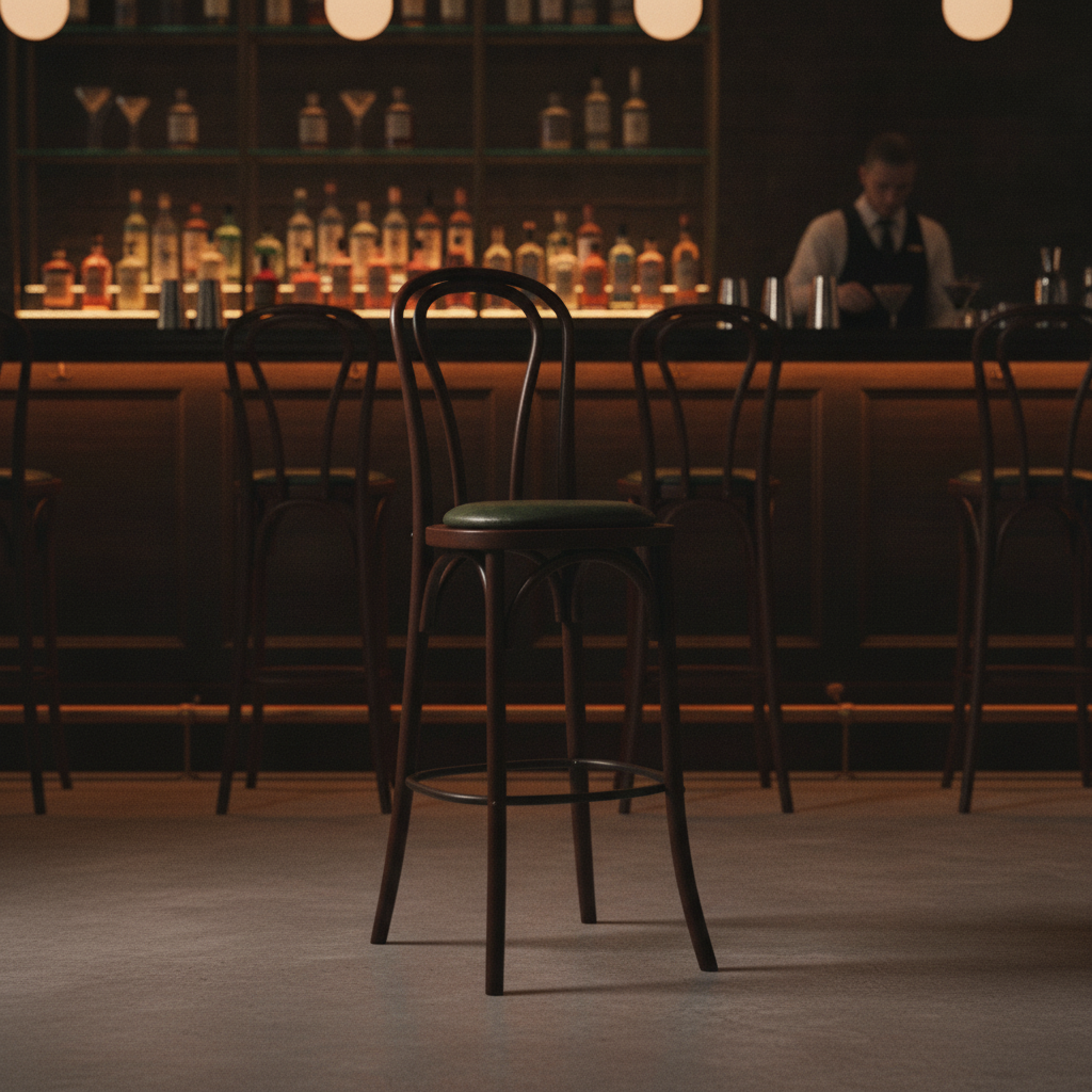 Rubber Wood Hoop Back Bar Chair with Bison Cedar Seat 10kg for Restaurants & Bars