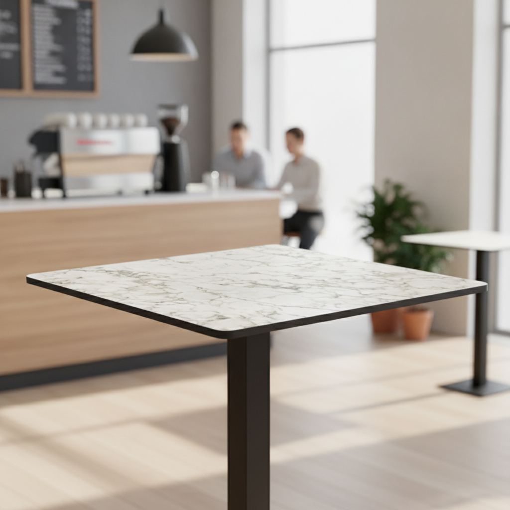 Laminate Carrara Marble Table Top 600mm for Hospitality Use
