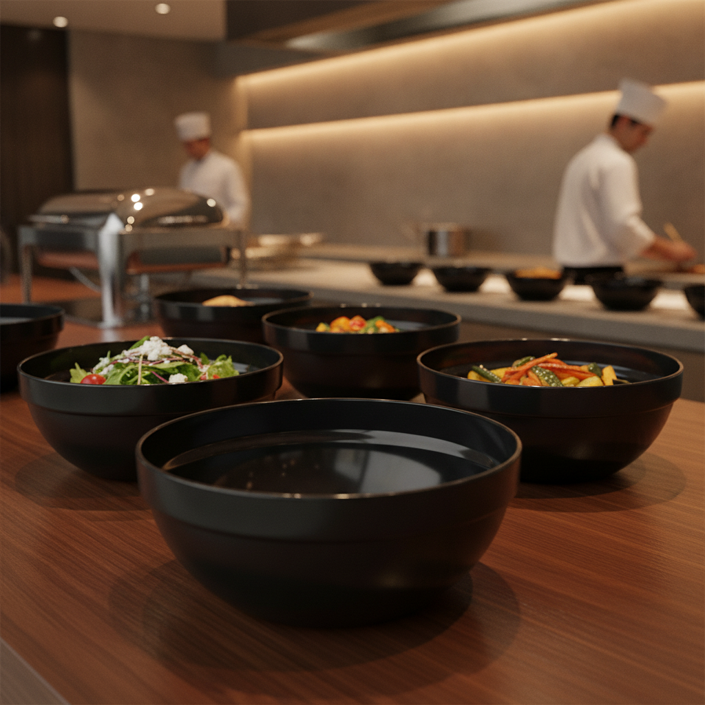 Recycled PET Black Bowl 2.5L for Buffet & Table Settings