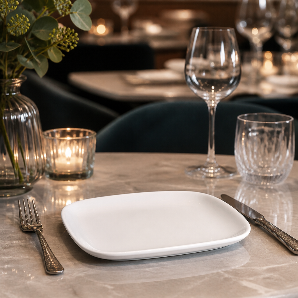 Squared Oblong Plates 126 154mm White Porcelain for Elegant Dining (Pack of 12)