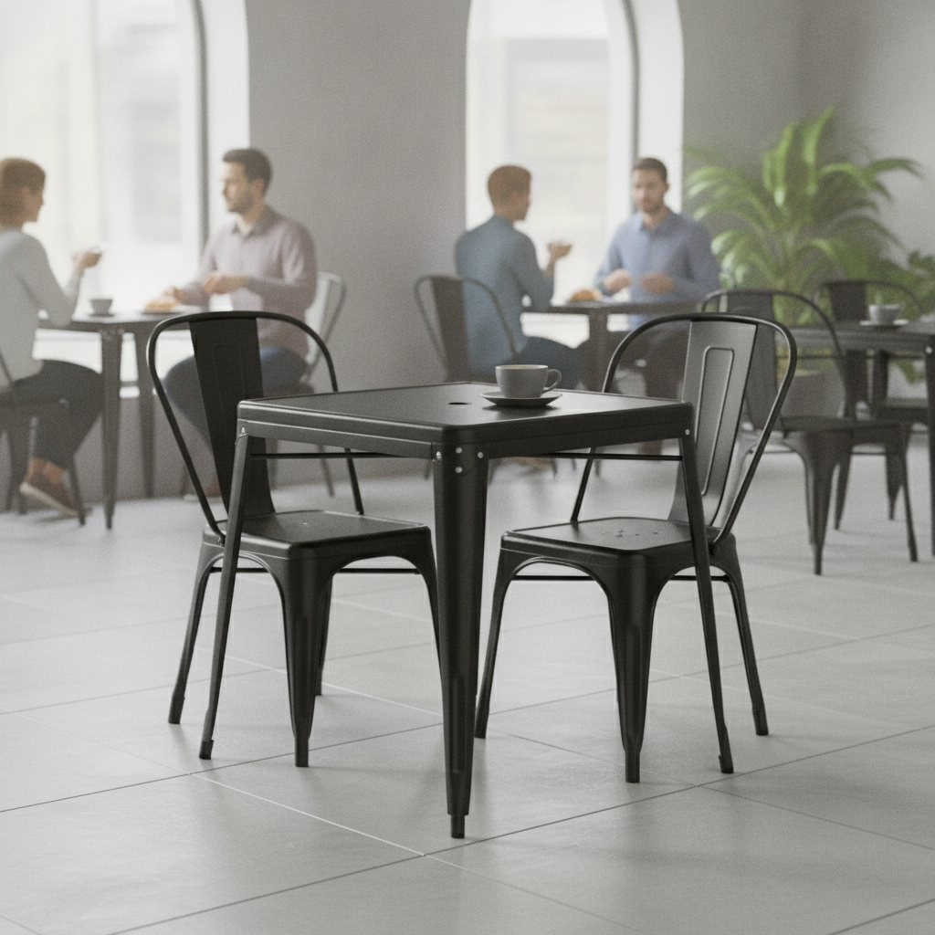 Galvanised Steel Square Bistro Table 668mm for Cafés & Pubs