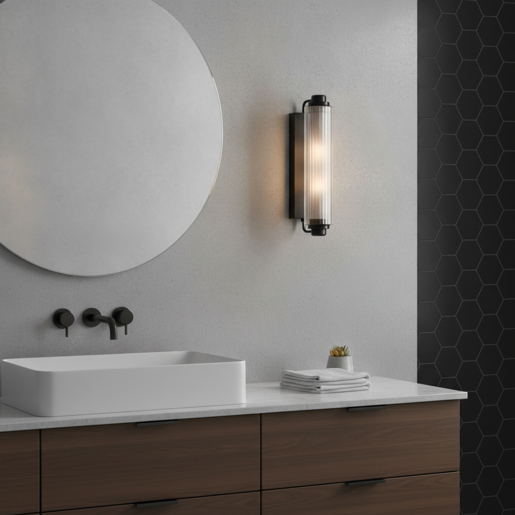 Plastic Double Indoor Wall Light Black for Bathroom Use
