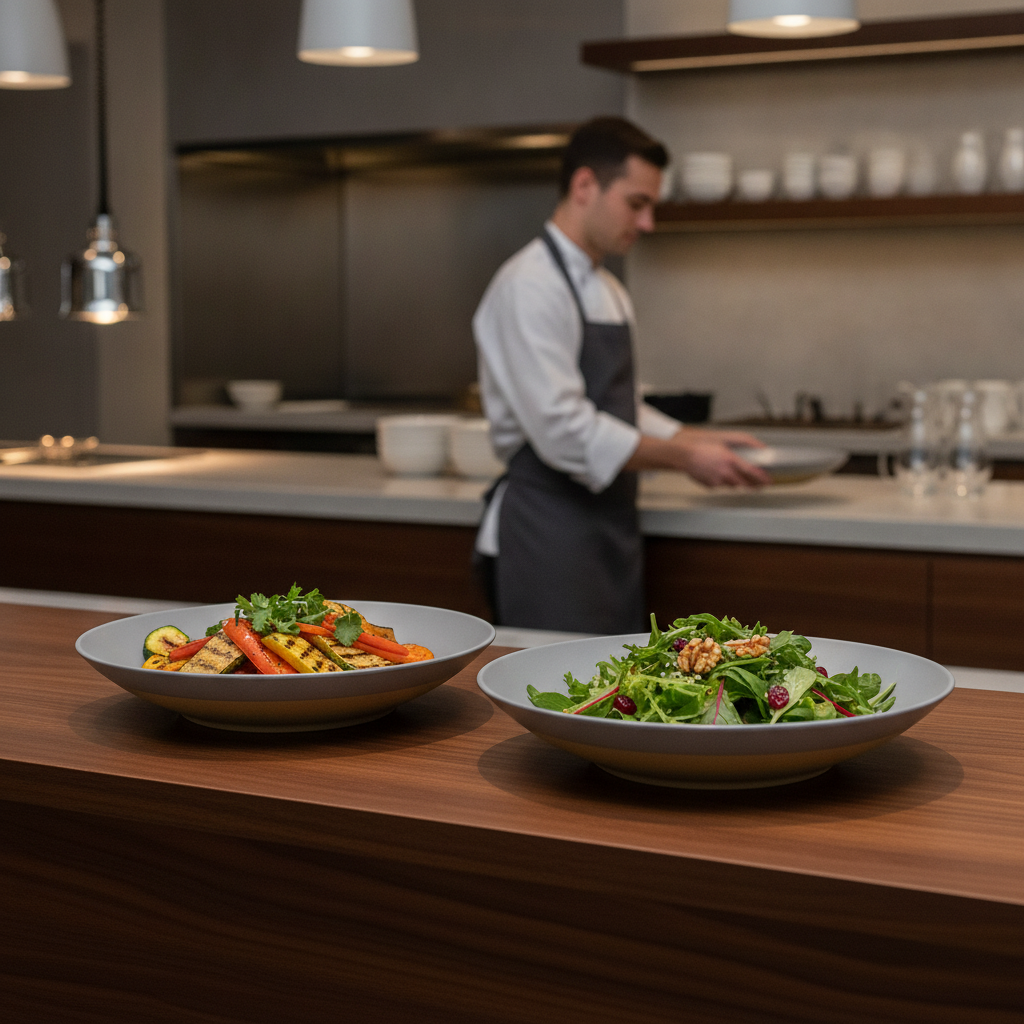 Melamine Grey Shallow Serving Bowls 360mm for Creative Buffet Presentations (Pack of 2)